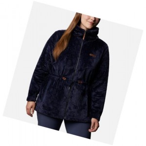 Dámské Bundy Columbia Fire Side Long Full Zip Sherpa Fleece Plus Size Tmavě Blankyt | PJWR-02457