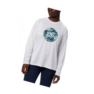Dámské Mikina Columbia PFG Tidal Printed Medallion Long Sleeve Bílé Tmavě Blankyt | FHXQ-43062