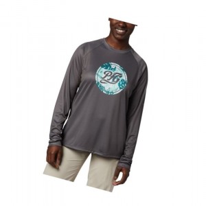 Dámské Mikina Columbia PFG Tidal Printed Medallion Long Sleeve Šedé Mátově Zelená | XONH-39647