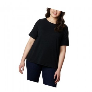 Dámské Tričko Columbia Essential Elements Short Sleeve Plus Size Černé | YVZN-69024
