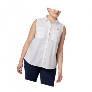 Dámské Tričko Columbia PFG Bonehead Stretch Sleeveless Plus Size Bílé | JWYM-89163