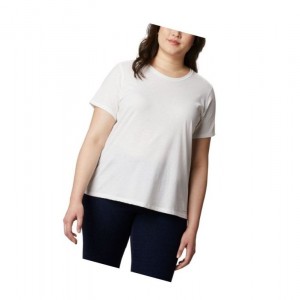 Dámské Tričko Columbia Solar Shield Short Sleeve Plus Size Bílé | MYXH-50293
