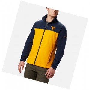 Pánské Bundy Columbia Collegiate Flanker III Fleece - West Virginia University Tmavě Blankyt Zlaté | ECBS-52718