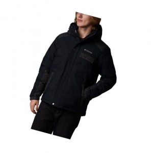 Pánské Bundy Columbia Winter Challenger Hooded Down Černé Tmavě Šedé | PFHA-95427