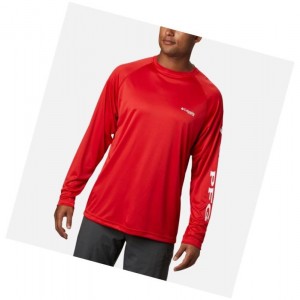 Pánské Mikina Columbia PFG Terminal Tackle Long Sleeve Big Červené Bílé | QBHN-86293