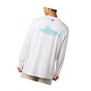 Pánské Mikina Columbia PFG Terminal Tackle Tribal Fish Long Sleeve Bílé | LFUJ-53106