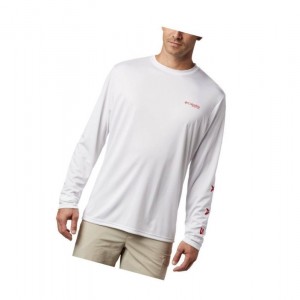 Pánské Mikina Columbia PFG Terminal Tackle Destination Long Sleeve Bílé | WEMD-94635
