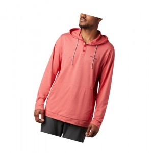Pánské Mikina s Kapucí Columbia PFG Slack Tide Henley Červené | LHBE-78216