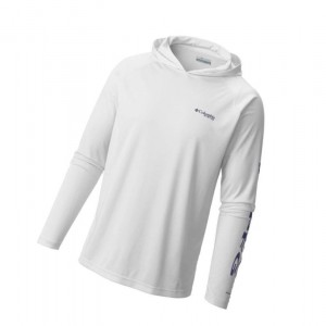 Pánské Mikina s Kapucí Columbia PFG Terminal Tackle Tall Bílé | MROK-81609