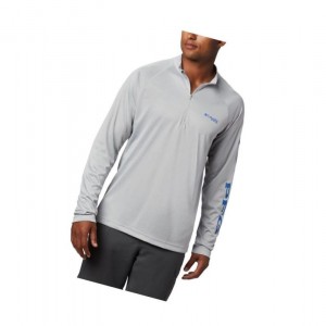 Pánské Pulovr Columbia PFG Terminal Tackle 1/4 Zip Big Šedé Blankyt | UPCS-72098