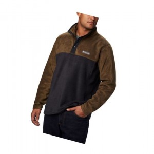 Pánské Pulovr Columbia Steens Mountain Half Snap Fleece Černé Olivy Zelené | AHTR-98043
